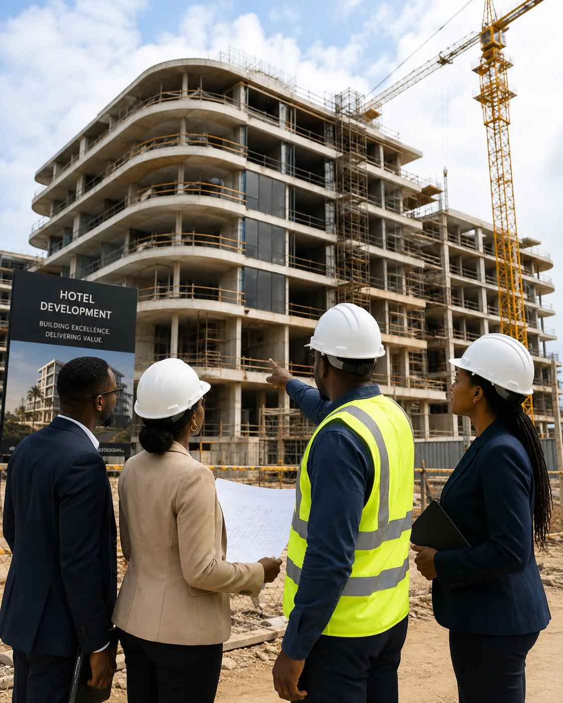 Engineers reviewing a construction site